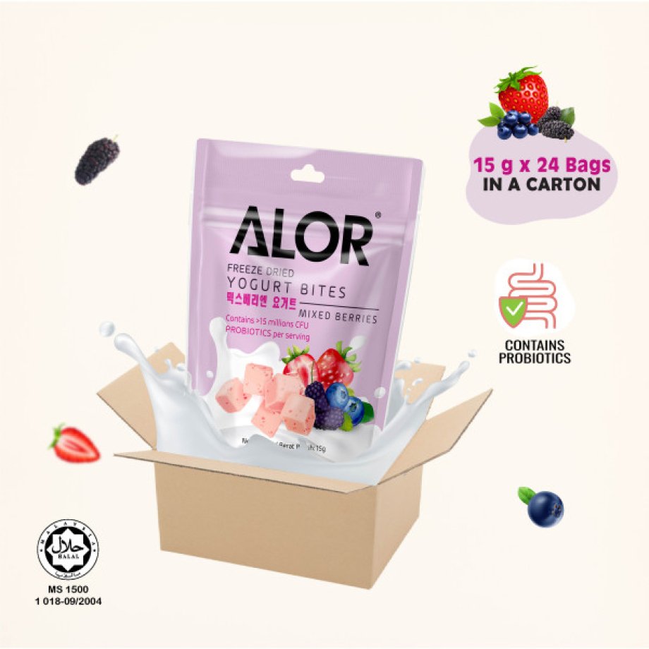 ALOR Yogurt Bites- Carton- Mixed Berries- 15g x 24 packs
